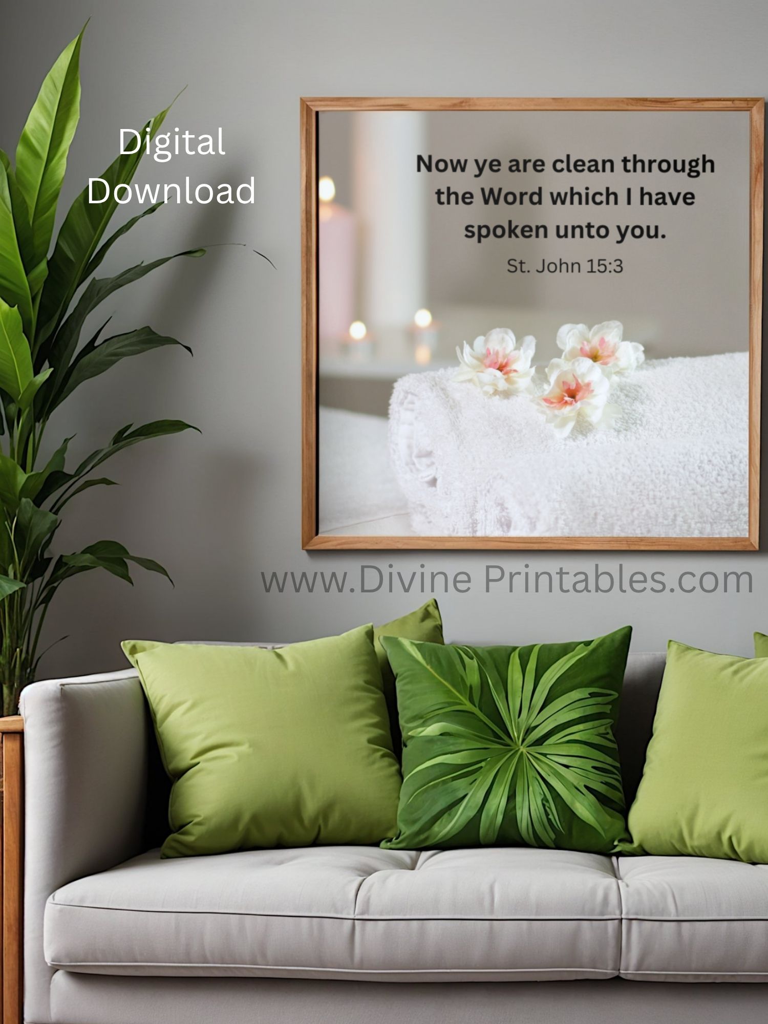 Made Clean faith inspired wall art printable on a wood wall frame