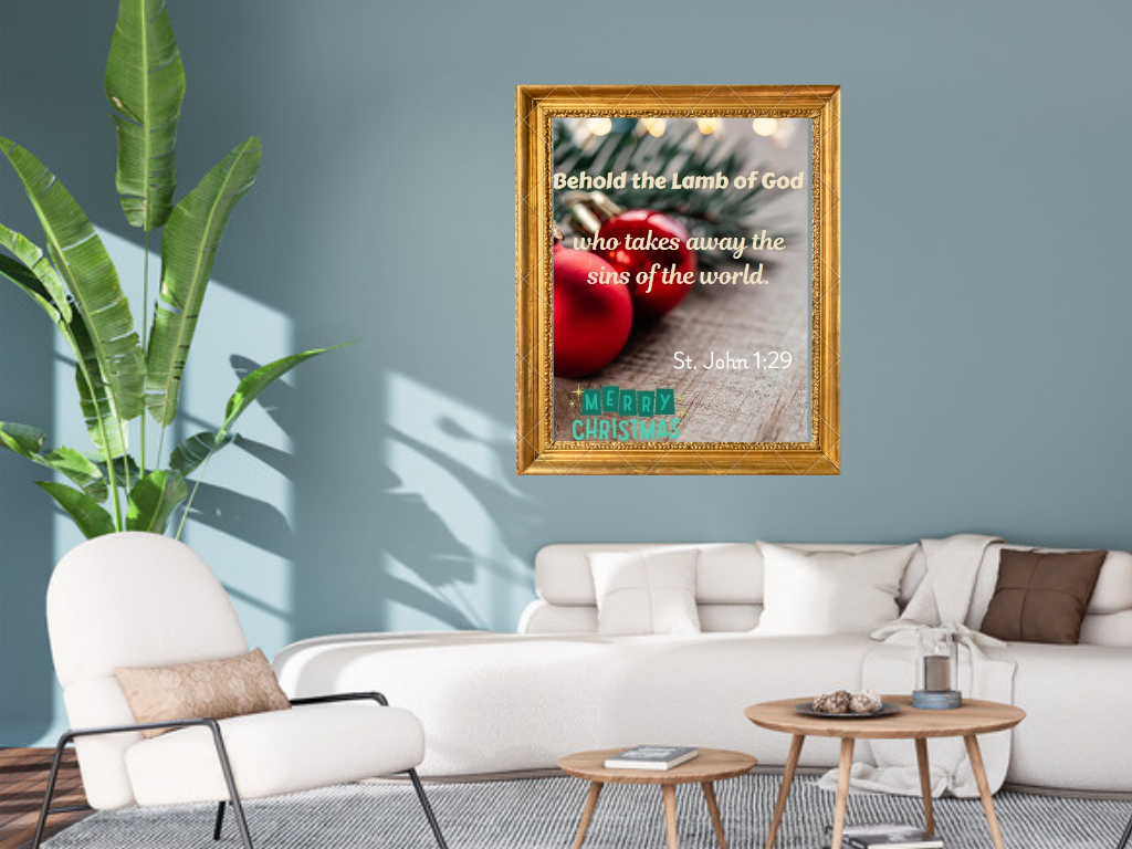 Lamb of God Scripture Wall Art Lamb of God Christmas scripture wall art in gold frame