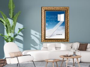 The Way Home Christian wall art printable featuring John 3:3 scripture, displayed as a peaceful faith-inspired home decor mockup