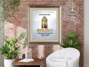 Commit Each Day Christian Scripture Wall Art printable featuring Matthew 10:28 and a glowing church doorway