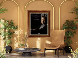 God Will Heal His People Christian wall art printable mockup featuring Jeremiah 33:6 Bible verse artwork with elegant gold wall arch trim design, sharing a message of healing, peace, and hope.