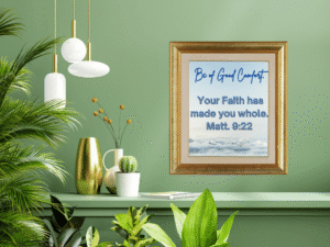Promise Kept Christian wall art printable featuring Be of Good Comfort Scripture design